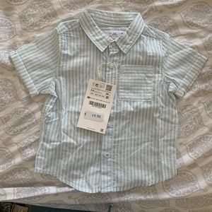 BNWT! Zara baby boy blue and white button up shirt